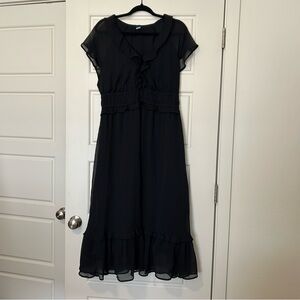 Old Navy Black Midi Sundress with Flutter Sleeves